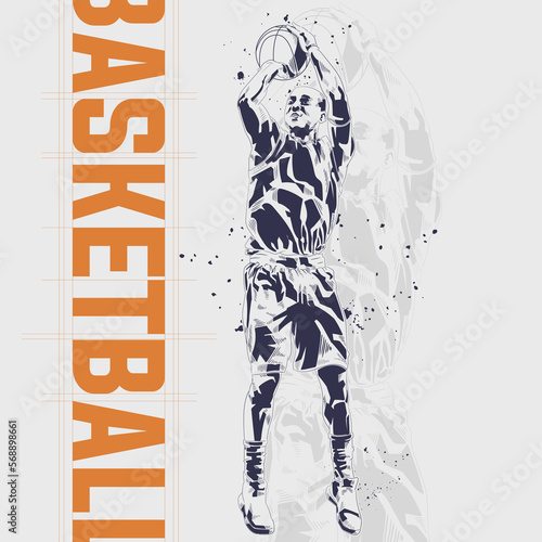 Abstract basketball player in action silhouette style
