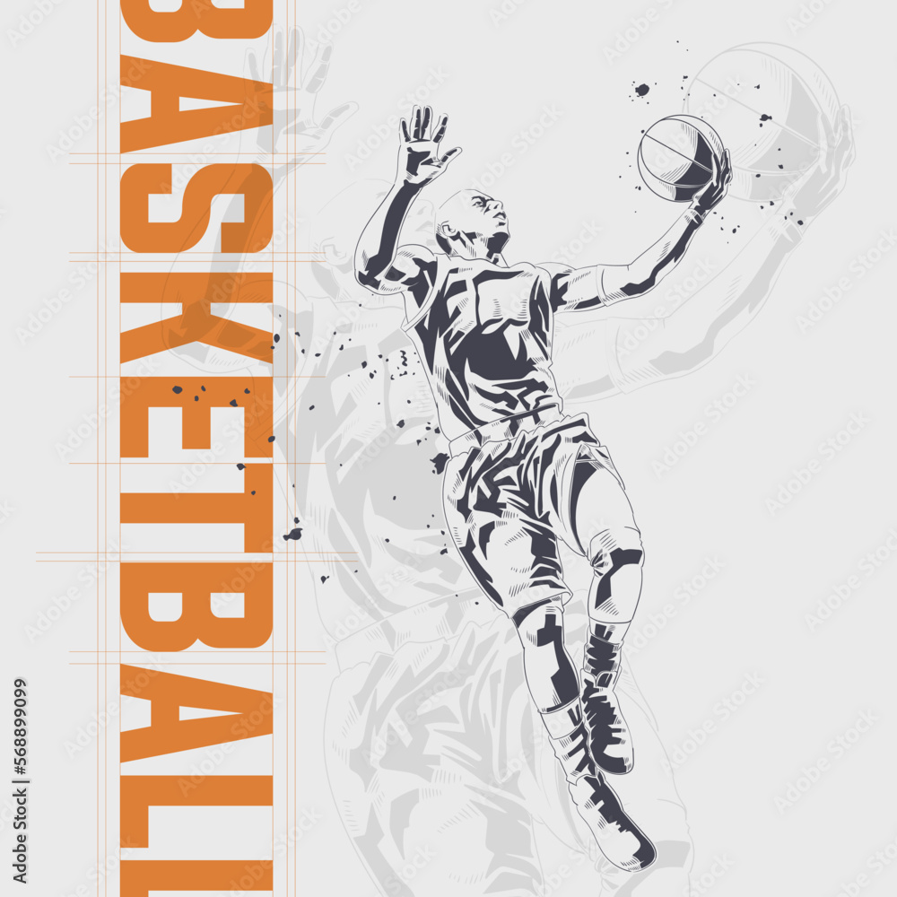 Abstract basketball player in action silhouette style Abstract basketball player in action silhouette style