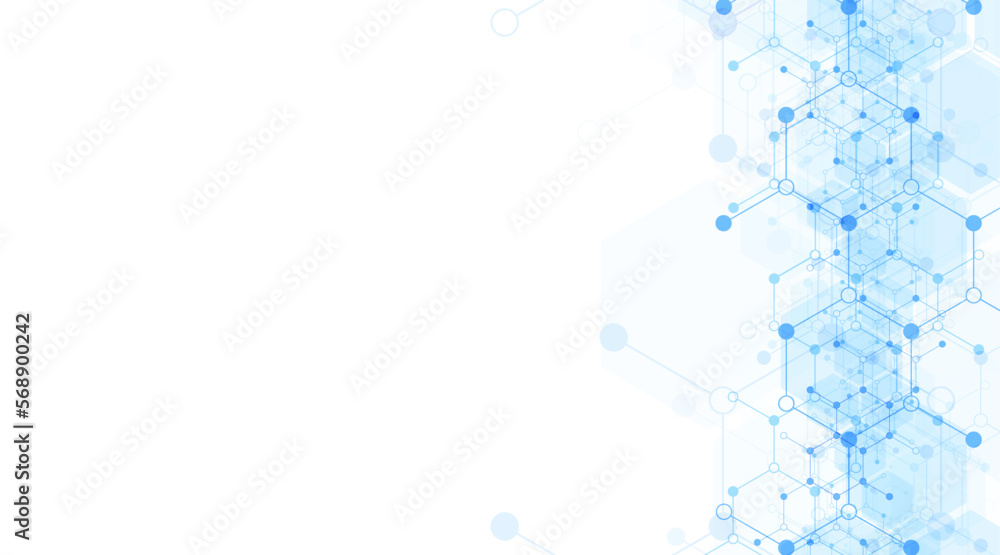 Hexagons pattern background. Genetic research, molecular structure. Chemical engineering. Concept of innovation technology. Used for design healthcare, science and medicine background Hexagons pattern background. Genetic research, molecular structure. Chemical engineering. Concept of innovation technology. Used for design healthcare, science and medicine background