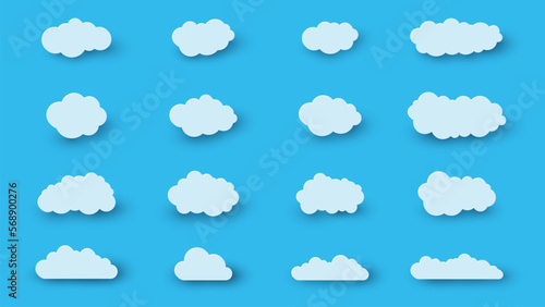 aper cut cloud icons. Collection. Vector illustration
