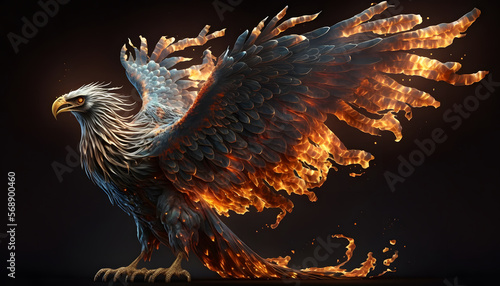 phoenix bird, digital illustration 3d render © Demencial Studies