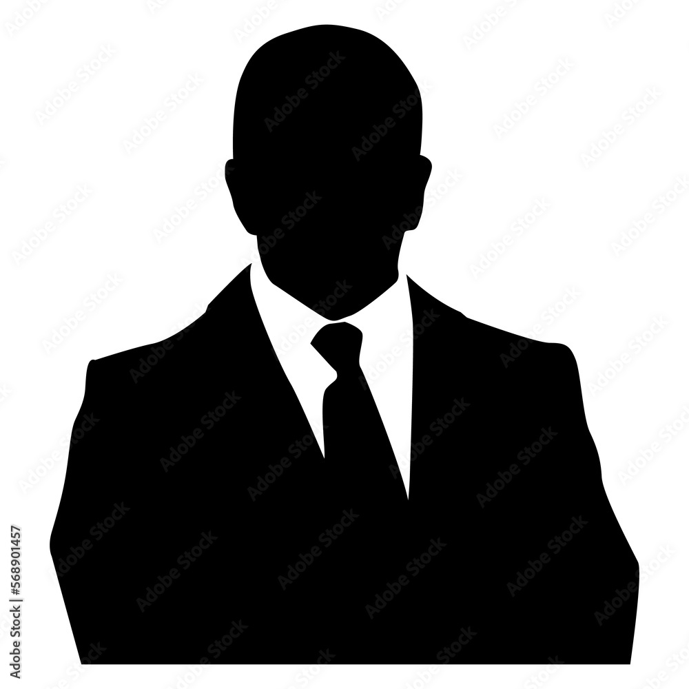Icono director ejecutivo. Símbolo CEO. Silueta aislada de hombre con traje y corbata Icono director ejecutivo. Símbolo CEO. Silueta aislada de hombre con traje y corbata