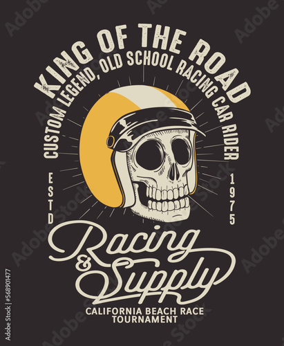 vector of skull biker badge logo illustration