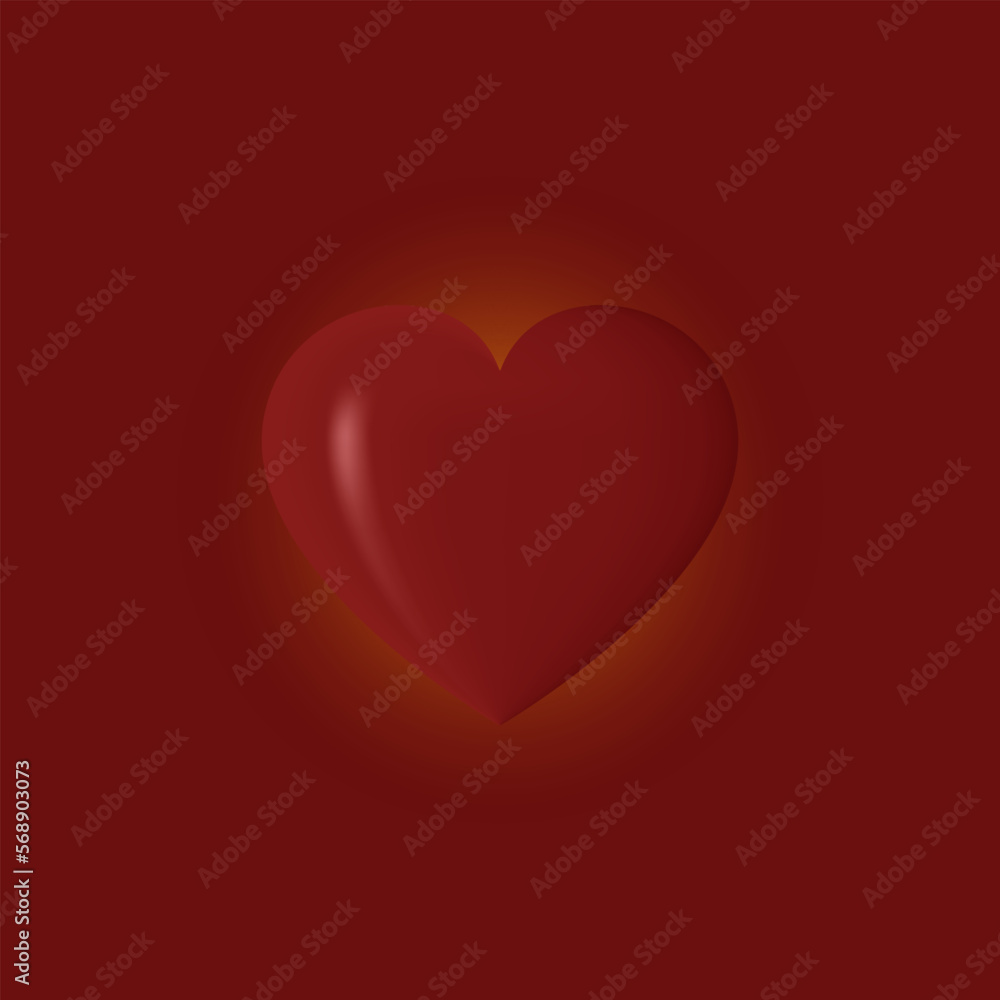 One red heart 3d icon. Symbol of love, romantic confession for Valentine's day. Simple, large heart shape. Element with glow for valentine for holiday. Vector illustration. One red heart 3d icon. Symbol of love, romantic confession for Valentine's day. Simple, large heart shape. Element with glow for valentine for holiday. Vector illustration.