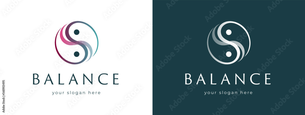 Logotipo equilibrio yin yang azul con ondas de agua en colores turquesa azul verde agua con gotas terapias naturales alternativas masaje osteopatía quiromasaje fisioterapia alternativo y moderno