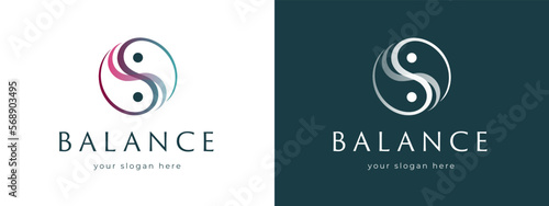 Logotipo equilibrio yin yang azul con ondas de agua en colores turquesa azul verde agua con gotas terapias naturales alternativas masaje osteopatía quiromasaje fisioterapia alternativo y moderno