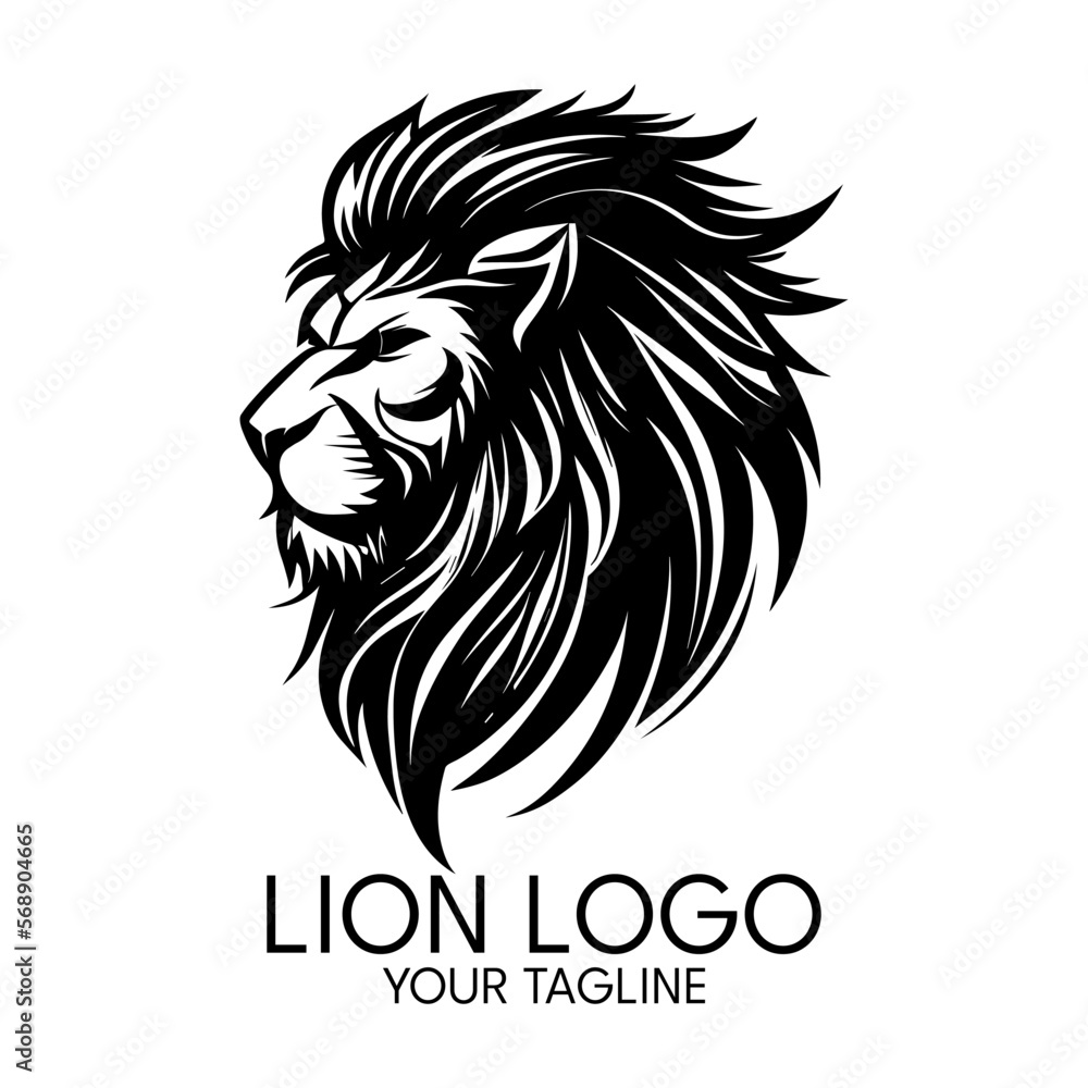 Silhouette art lion logo, vector template