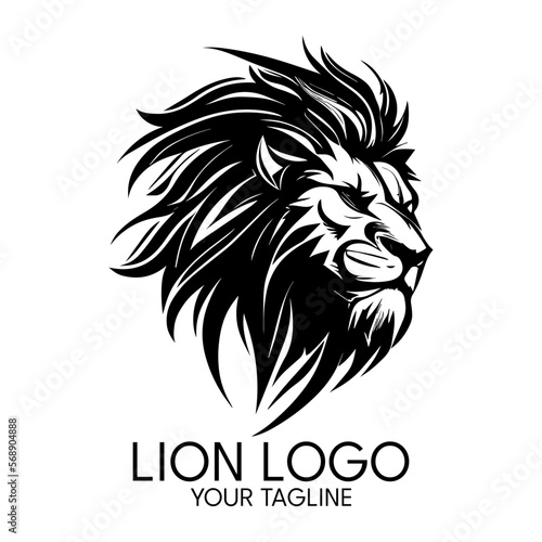Silhouette art lion logo, vector template