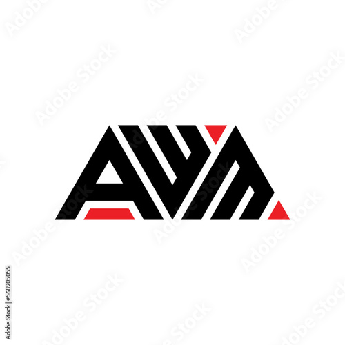 AWM triangle letter logo design with triangle shape. AWM triangle logo design monogram. AWM triangle vector logo template with red color. AWM triangular logo Simple, Elegant, and Luxurious Logo... photo