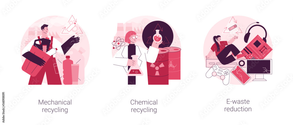 Industrial waste management abstract concept vector illustration set ...