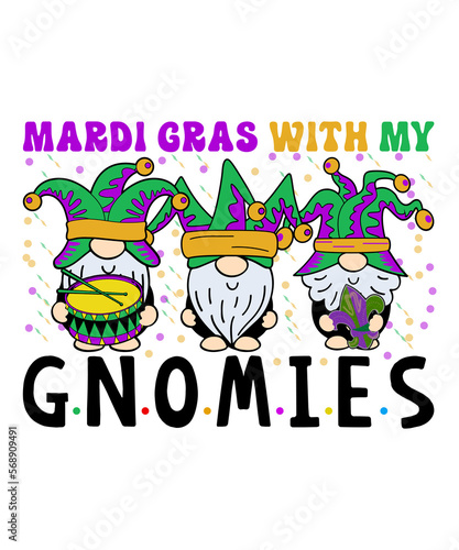 Mardi Gras With My Gnomies Sublimation, Mardi Gnome Sublimation, Mardi Gras Sublimation Print Template