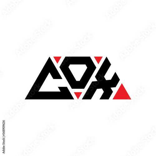COX triangle letter logo design with triangle shape. COX triangle logo design monogram. COX triangle vector logo template with red color. COX triangular logo Simple, Elegant, and Luxurious Logo...