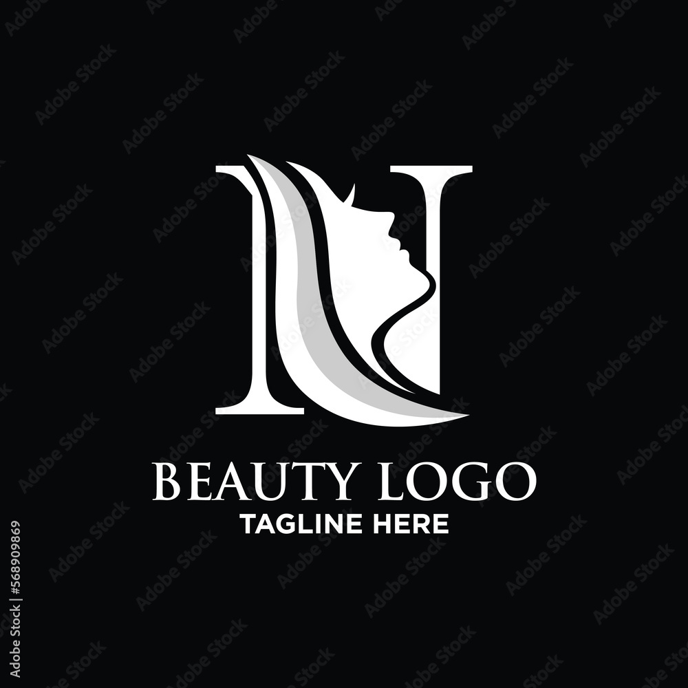 Letter N Beauty Face Logo Design Template Inspiration, Vector Illustration. Letter N Beauty Face Logo Design Template Inspiration, Vector Illustration.
