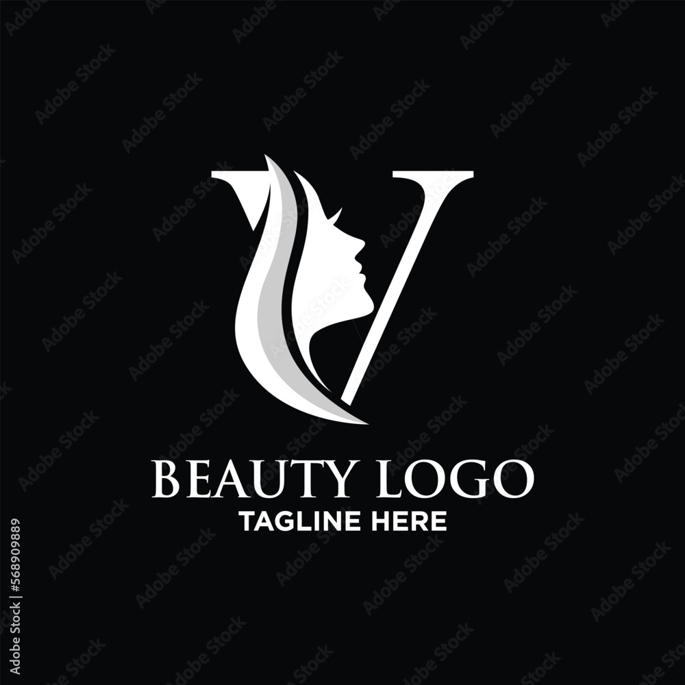 Letter V Beauty Face Logo Design Template Inspiration, Vector Illustration. Letter V Beauty Face Logo Design Template Inspiration, Vector Illustration.