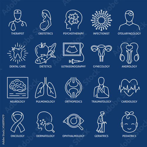 Medicine icon set in line style