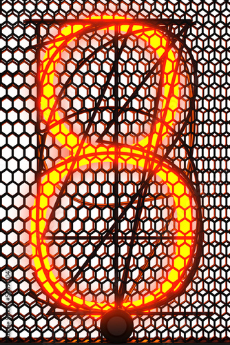 glowing digit eight in a Nixie tube on a transparent background  3d render