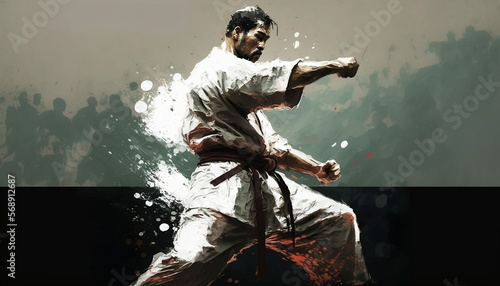 a karate master in a competition.  Generative AI photo