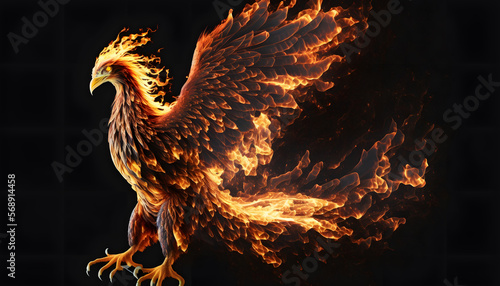 phoenix bird  digital illustration 3d render