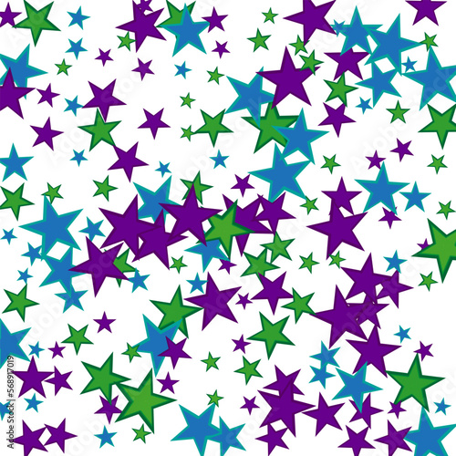 Abstract white background with blue and green confetti stars  design element