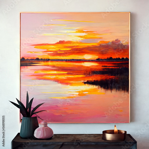sunset in the sea art