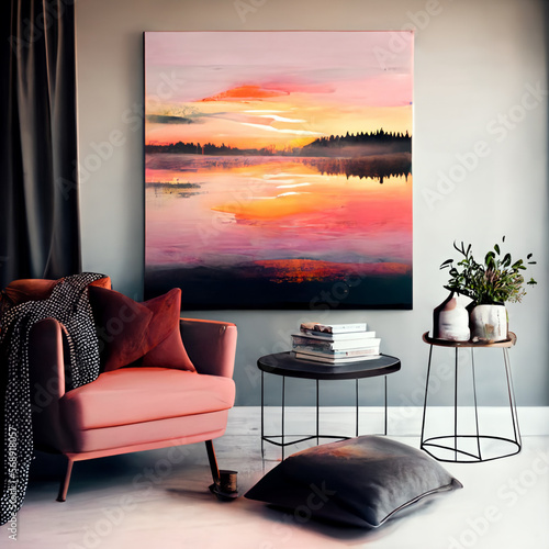 modern living room with some art