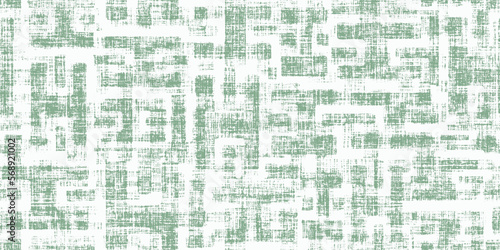 Sage green abstract maze distressed geometric background. Hand drawn seamless pattern with bold square lines intricate vector background  brush strokes. Irregular maze and labyrinth