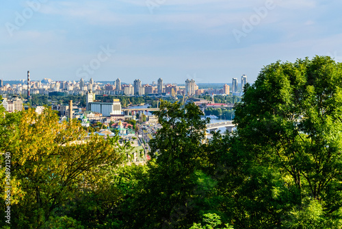 View of residential districts and river Dnieper in Kiev, Ukraine