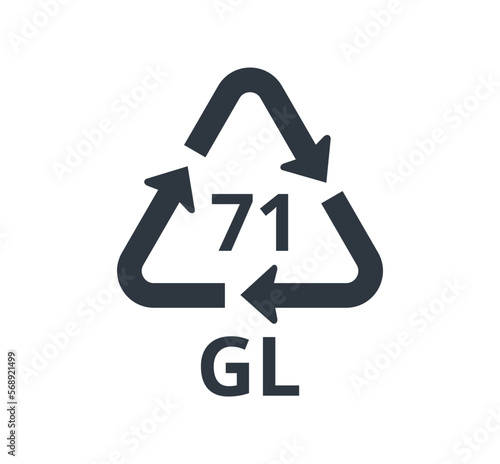 Isolated 71 GL icon for green glass. 