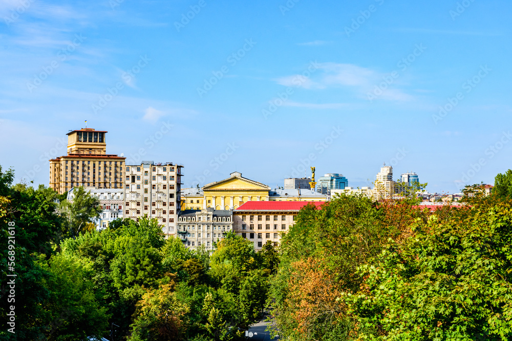 View of residential buildings in Kyiv, Ukraine. Cityscape