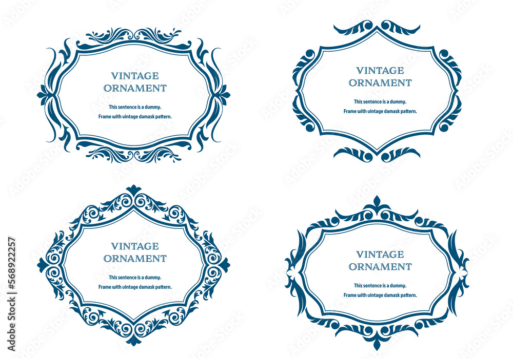 set of graphic materials, oriental patterns, arabesque patterns, antiques, decorative borders and vintage frames.