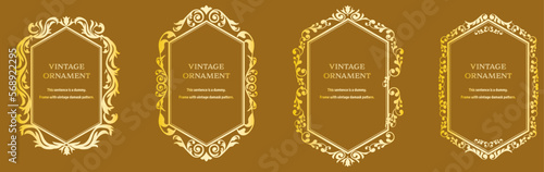 set of graphic materials, oriental patterns, arabesque patterns, antiques, decorative borders and vintage frames.