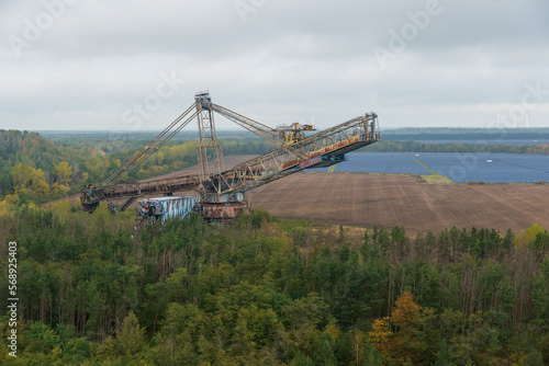 Aerial view of abondend bucket wheel excavator SRS