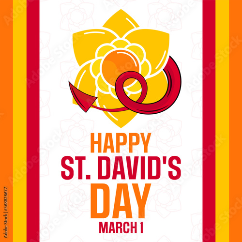 Happy St. David's Day. March 1. Vector illustration. Holiday poster.