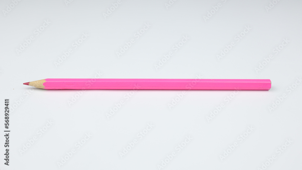 Pencil on a clean white background. Preparation for school. Pink pencil Pencil on a clean white background. Preparation for school. Pink pencil