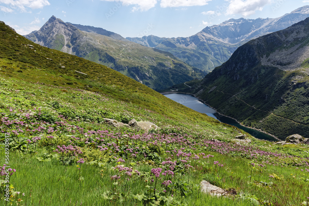 Fototapeta premium View to the lake Lower Bockhartsee, High Tauern National Park, Austrian Alps, Europe