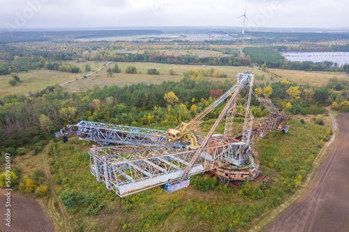 Aerial view of abandoned bucket wheel excavator SRS photo