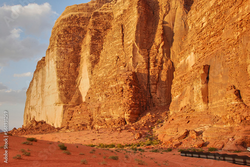 rocky landscape of the arid and dry Wadi Rum desert Jordan