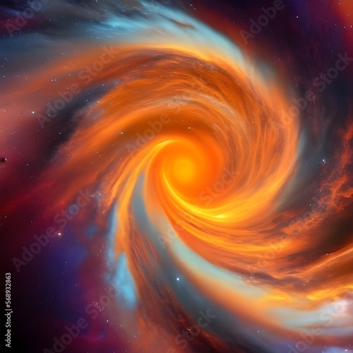 Abstract Galaxy in Orange and Red Colors