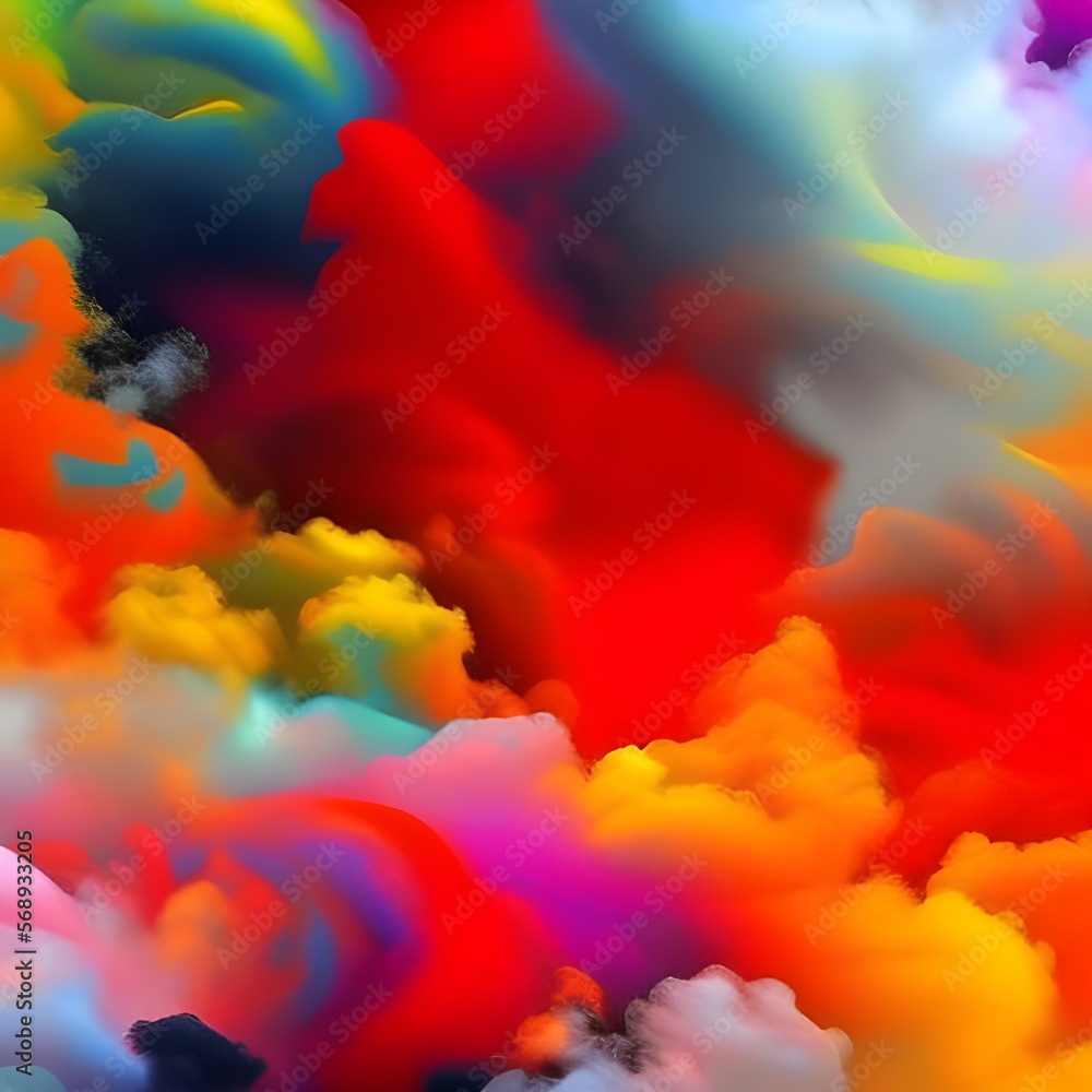 Abstract Smokescape in Red, Orange, and Blue Colors