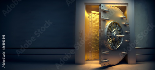 Slika na platnu Gold Safe deposit with crypto money