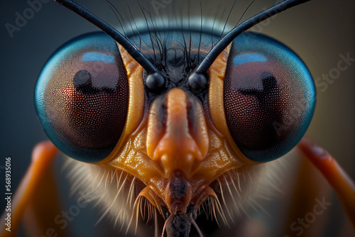 generative ai, Bug close up of an insects face, a fly's face © Dave