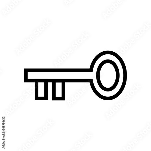 Retro key icon line isolated on white background. Black flat thin icon on modern outline style. Linear symbol and editable stroke. Simple and pixel perfect stroke vector illustration