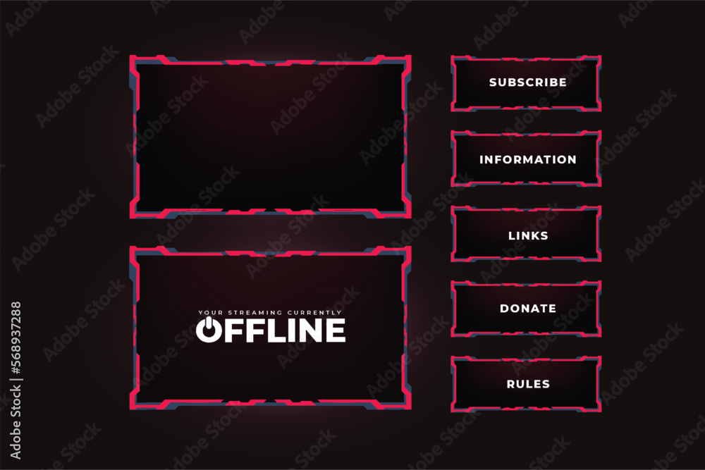 Live gaming broadcast frame with digital shapes for gamers. Dark ...