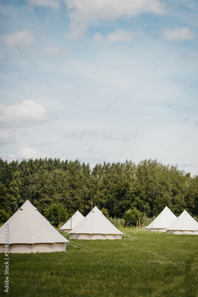 Bell tents on a field Bell tents on a field