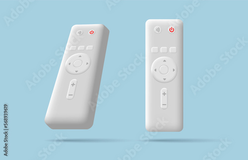 White remote control for TV and various electrical appliances. Modern 3D image for advertising concepts.