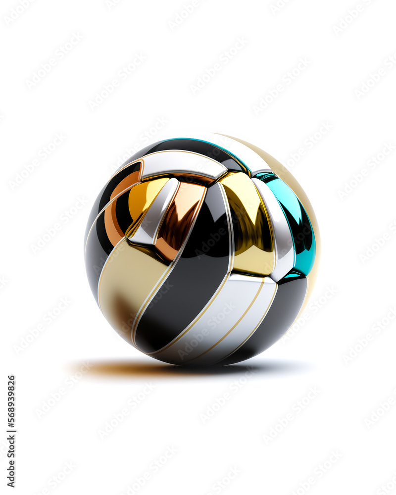 Colorful AI generated shiny steel metal ball on white background. Colorful AI generated shiny steel metal ball on white background.