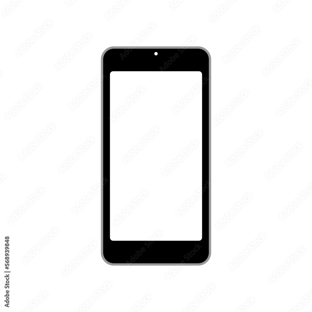 Model smartphone.Mobile phone with shadow on transparent background.Vector. Transparent screen isolated.Phone isolated on white. Model smartphone.Mobile phone with shadow on transparent background.Vector. Transparent screen isolated.Phone isolated on white.