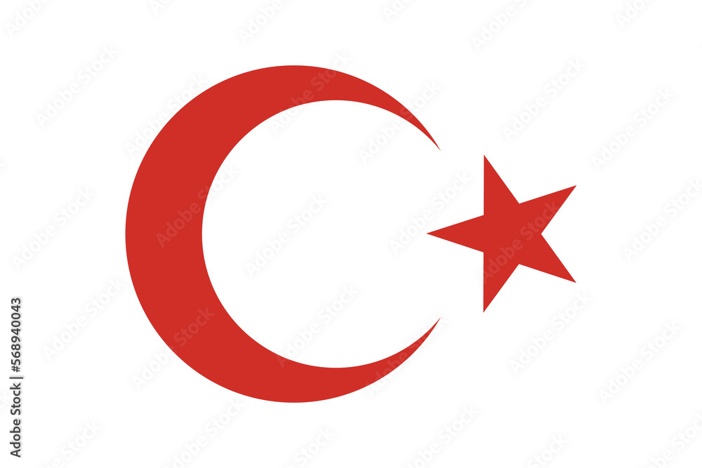 Turkey symbol. Turkey flag with star. Support Turkiye. Pray for Turkiye