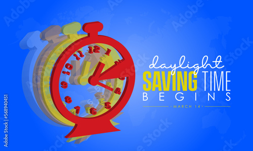 warming darkness fall concept banner design of Daylight Saving Time begins observed on March 14