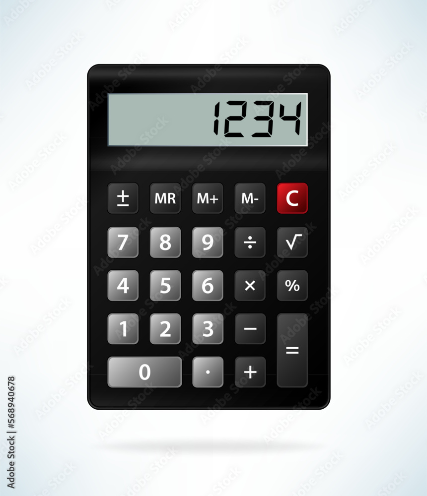 Electronic calculator isolated on light background. Vector illus Electronic calculator isolated on light background. Vector illus